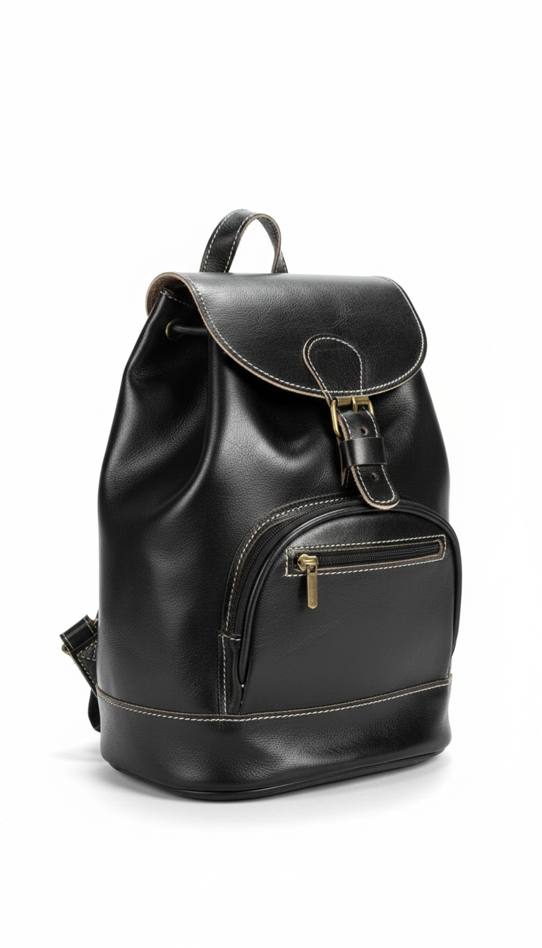 Sac à dos en cuir noir